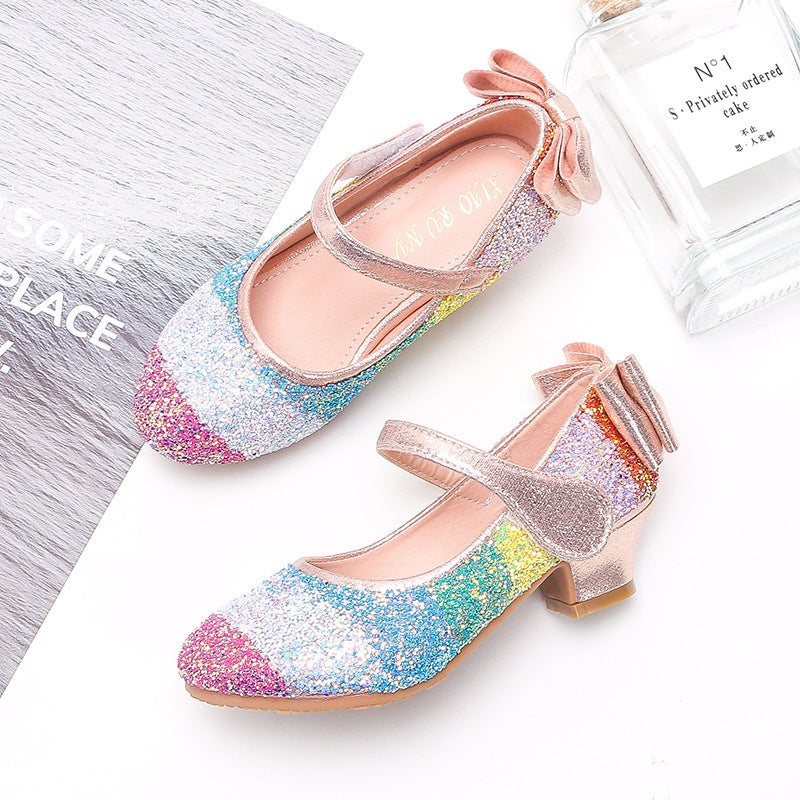 Girls Princess Shoes 2024 Spring New Children''s Soft Sole Stylish Single Shoes Little Girls Dance Performance High Heeled Shoes - Image 5