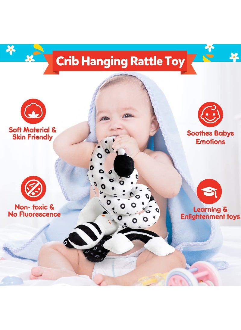 Baby Spiral Hanging Stroller and Car Seat Toys Black and White High Contrast Sensory Toy Newborn Plush Activity Toys Thank You Gifts for 0 3 6 9 12 Months Girls Boys-BEE  - Image 3