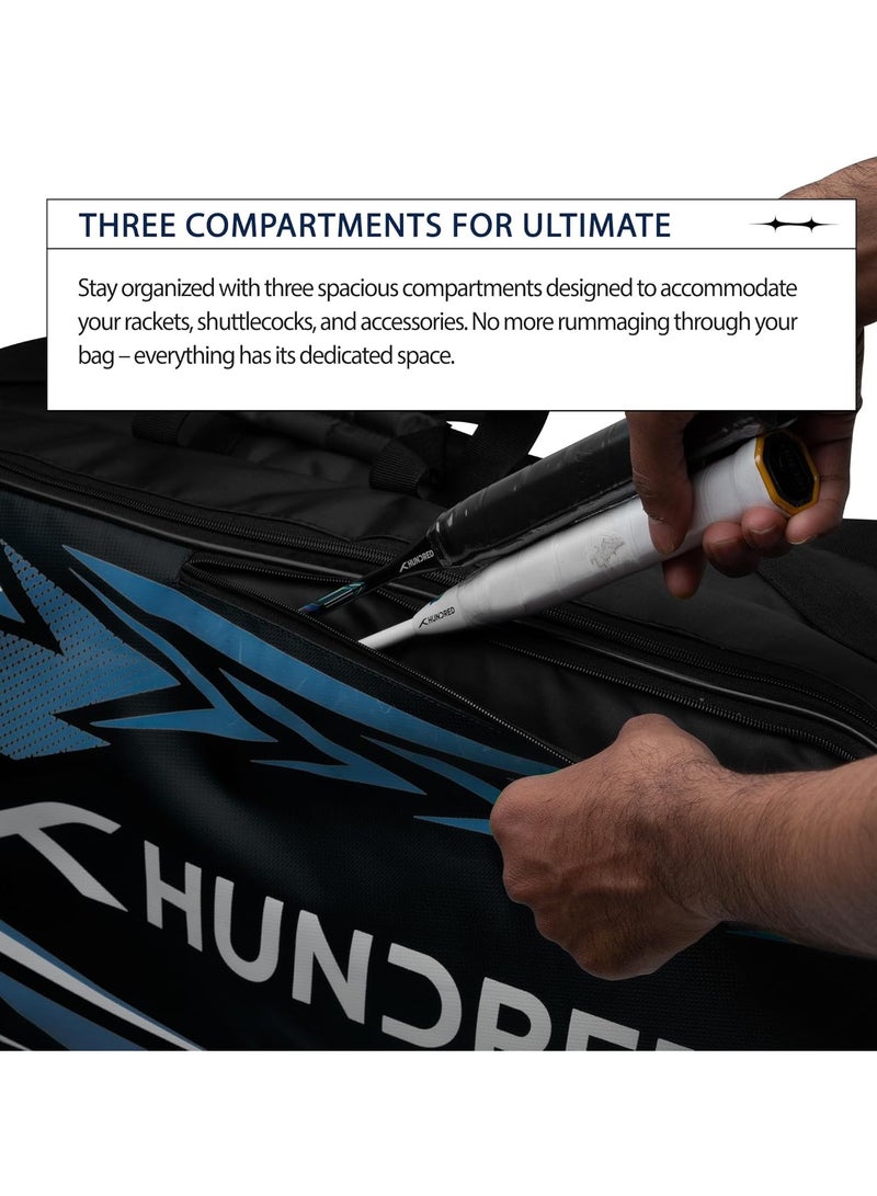 HUNDRED Urban Pod Badminton Kit-Bag | Unisex | Material: Polyester | 3 Spacious Compartments | Double Zipper Closure - Image 4