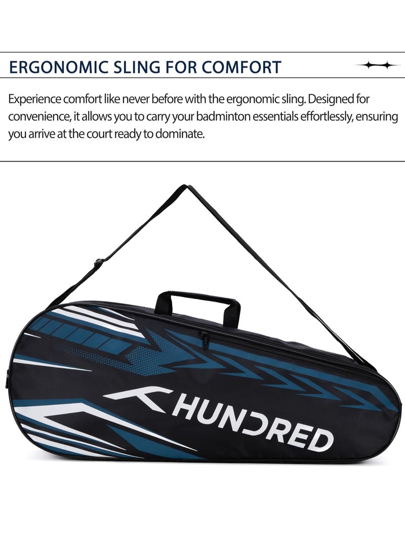 HUNDRED Urban Pod Badminton Kit-Bag | Unisex | Material: Polyester | 3 Spacious Compartments | Double Zipper Closure - Image 5