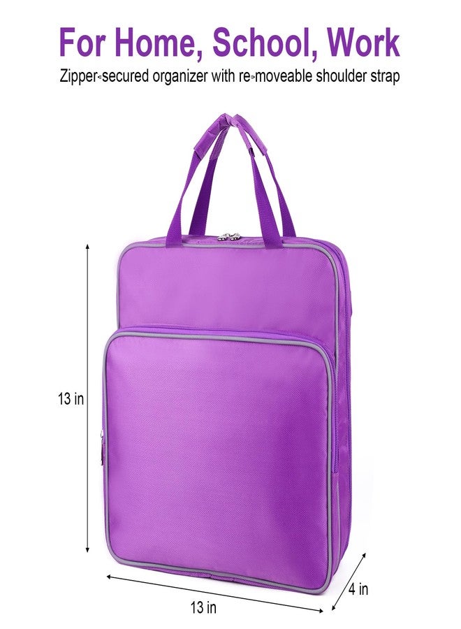 Edraco 2 Inch 3-Ring Zipper Binder With Multi Pockets, 500 Sheet Capacity, Shoulder Strap - Purple - Image 2