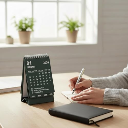INNAXA 2026 Desk Calendar | Monthly calendar | Desk planner | Notes | (Bottle Green) - Image 2