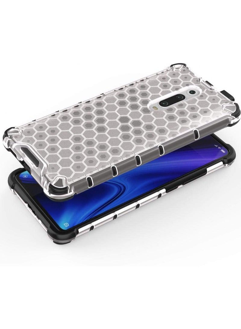 جراب حماية بتصميم خلية النحل، مقاوم للصدمات مع حماية للكاميرا متوافق مع Mi 9T / K20 / K20 Pro (ابيض شفاف) - Image 2