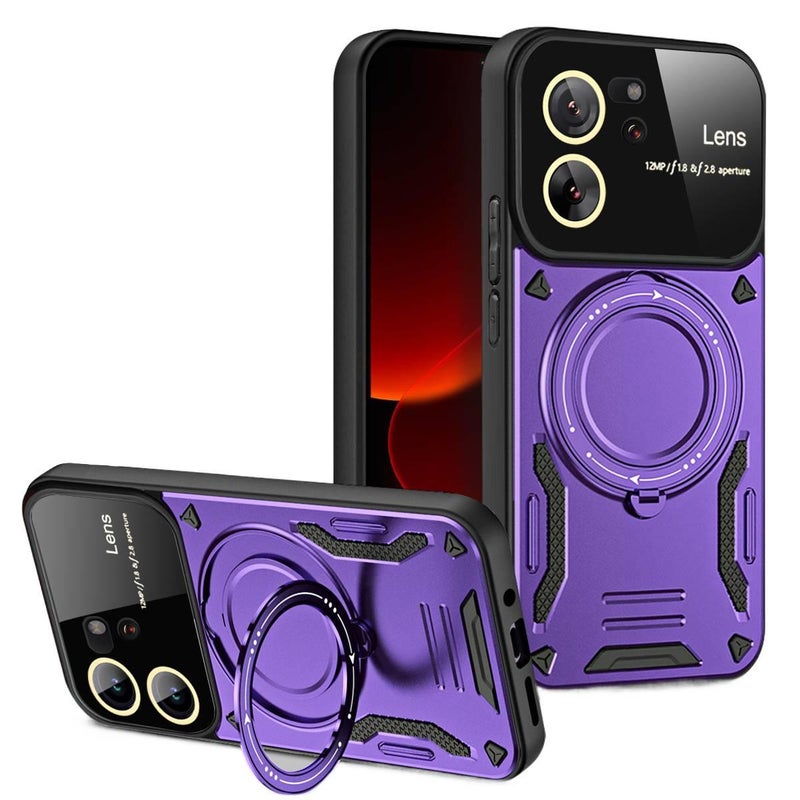 TPU Protective Case for POCO F6 Pro with Shockproof and Drop Protection plus Shockproof plus Kickstand plus Strong Magnetic in Purple - Image 1