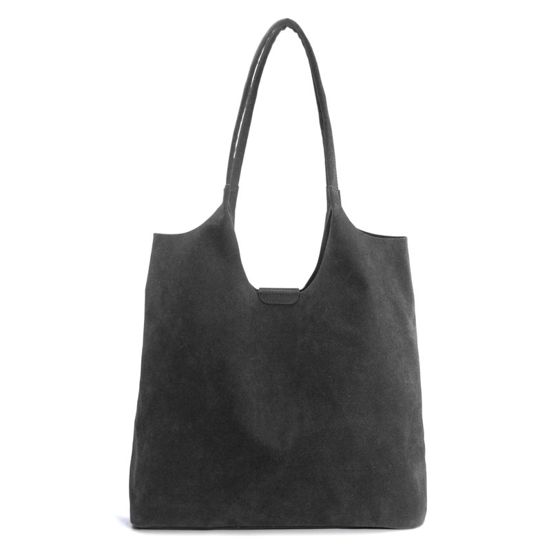 Hoxis Soft Faux Suede Tote Bag for Women - Magnetic Closure Hobo Handbag, Casual Vegan Leather Purseâ€‹ (Black) - Image 1