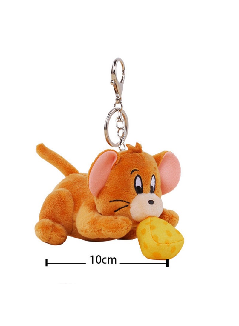Creative Cute Plush Keychain, Cute Backpack Pendant, Suitable For Wallet Key Ring Decoration, (10cm Jerry Mouse Pendant, Vibrating And Chasing Cheese)  - Image 2