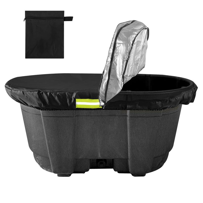 MQLD Rubermaid 150 Gallon Waterproof Stock Tank Cover with Zipper, Rectangular Cold Plunge Oval Ice Bath Tub Horse Livestock Water Trough Insulated Cover for Outside Polar Protector 150 Gallon Tank - Image 1