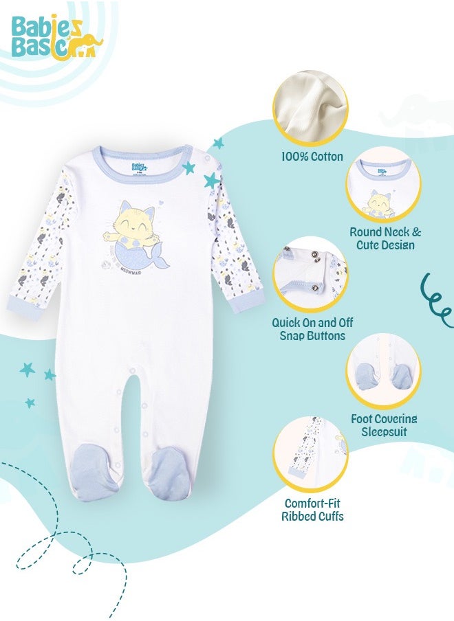 Babies Basic 100% Cotton Printed Long Sleeves Jumpsuit/Romper/Sleepsuit For Babies  - Image 5