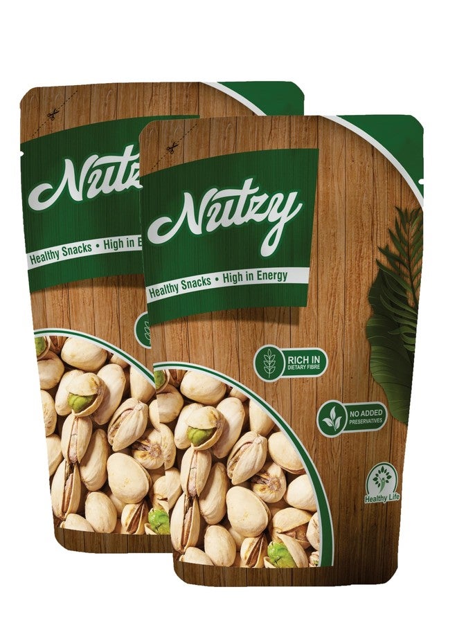 Nutzy Roasted and Salted Pistachios 400 Grams (200g X 2) - Tasty Crunchy Healthy Nut Snack | Pista Dry Fruit | Rich in Protein, Fiber & Antioxidants | Great for Kids During Study Time and Office Breaks | Vegan Friendly Pista | Low Calorie - Lightly salted Pistachios - Image 1