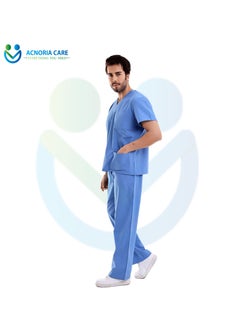 ACNORIA CARE Men's Medical Scrubs Consisting Of Two Pieces A Blouse And Pants, 35% Cotton 65% Polyester Blue Color - Size XXL - From Acnoria Care  - Image 4