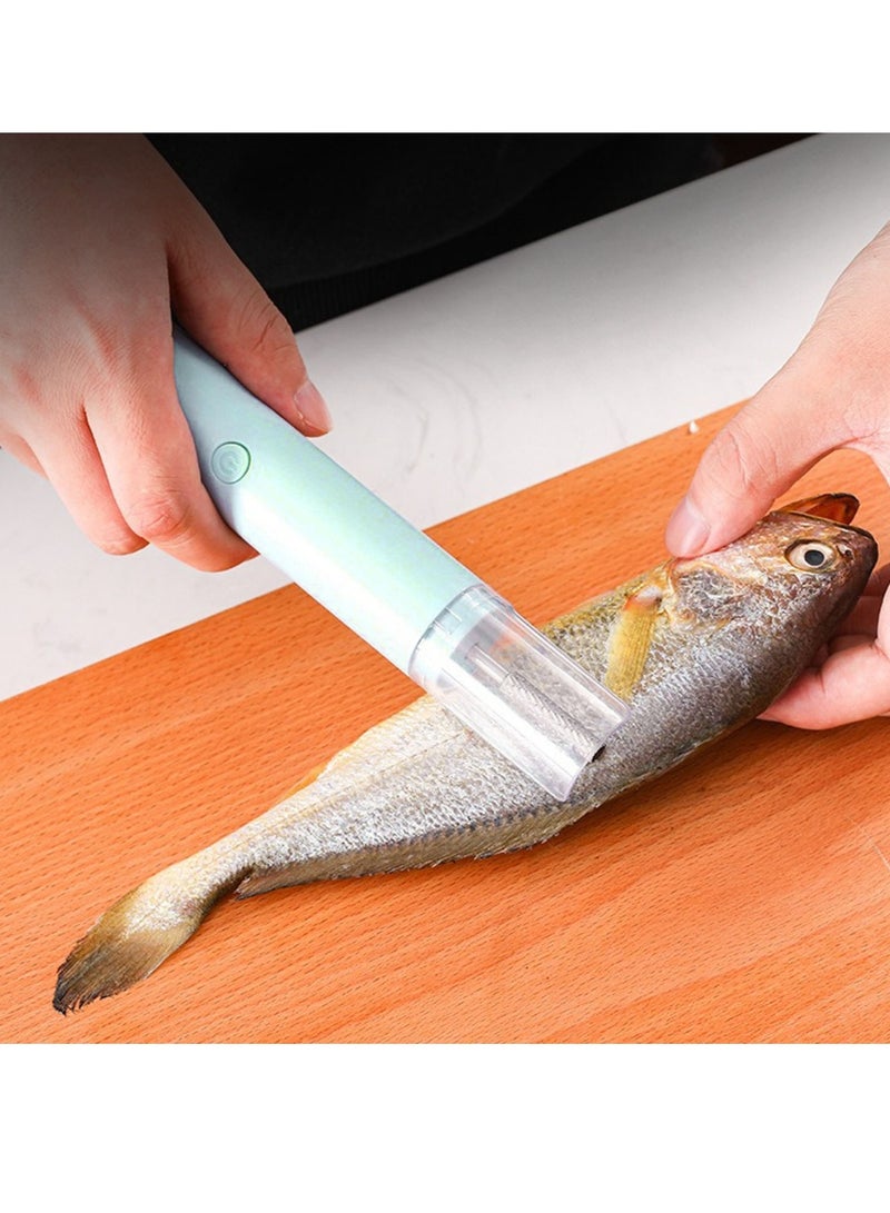 Bukela Electric Fish Scaler Automatic Handheld Quick Efficient ABS Stainless Steel Labor Saving Electric Fish Scale Remover for Processing Ingredients Green - Image 3