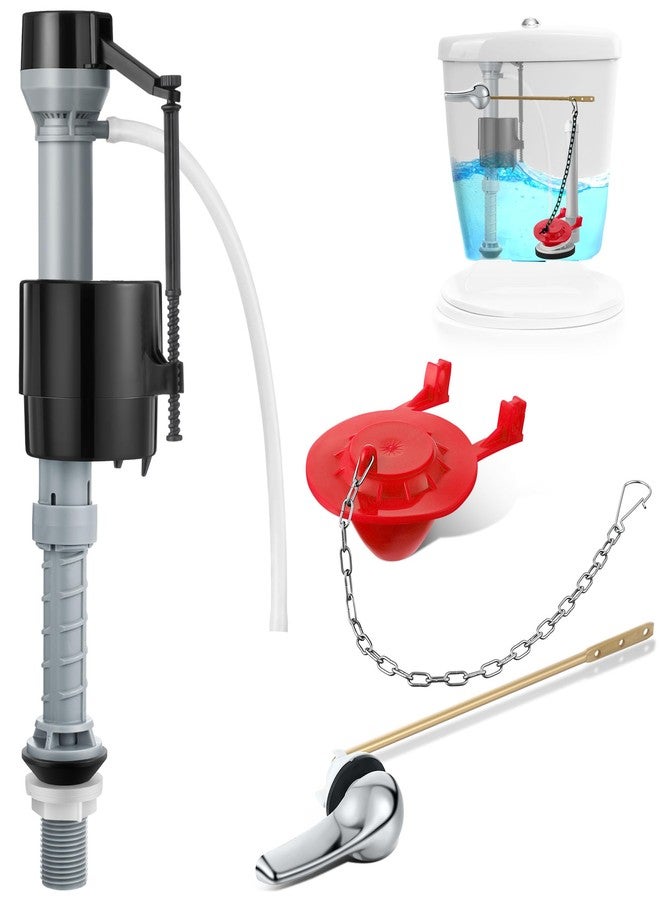 Saillong Universal Toilet Flusher Replacement Kit, Fill Valve, 2-Inch Flapper, Front Mount Handle Lever, Water-Saving, Adjustable Toilet Repair Kit Inside Tank, Easy to Install(Red) - Image 1