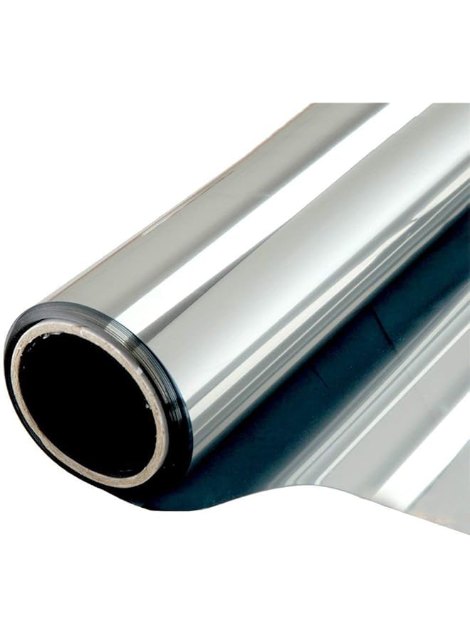 The Bros فيلم نافذة مرآة أحادية الاتجاه للخصوصية النهارية غير لاصق للتحكم في الحرارة ومضاد للأشعة فوق البنفسجية للمنزل والمكتب فضي، 17.5 بوصة × 6.5 قدم - Image 1