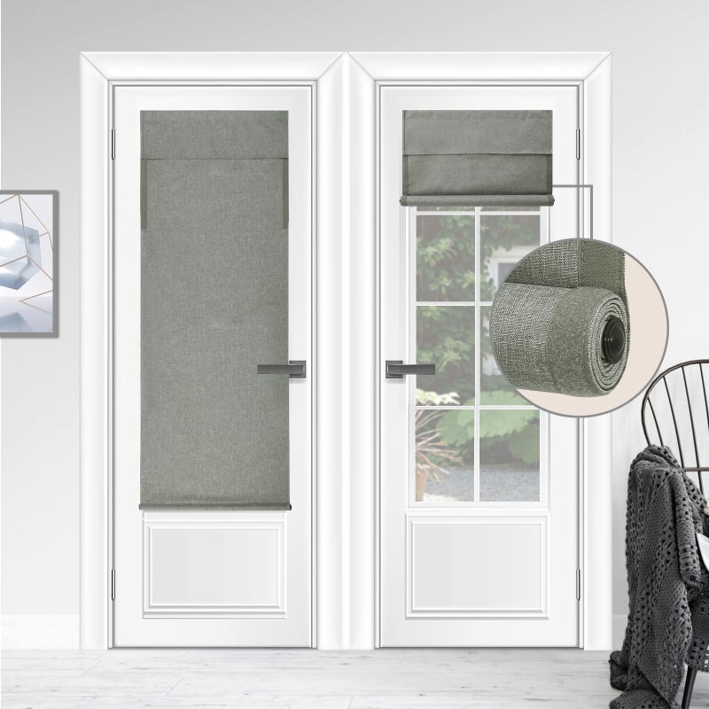 WdFour Triple Layers UV Protect 100% Light Block  Multi-use  Easy Installed Door Curtains  Adjustable Roller Shade  Window Blind  for Office  Wards and Home(30"" Wx80 L Sage Green Pack of 1) - Image 1