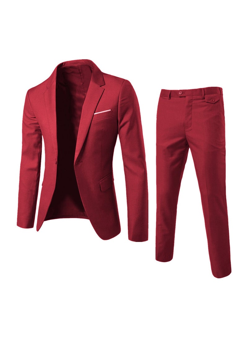 Shougu Fashionable And Versatile Business Solid Color Men's Suit Set Two-piece Set  - Image 1
