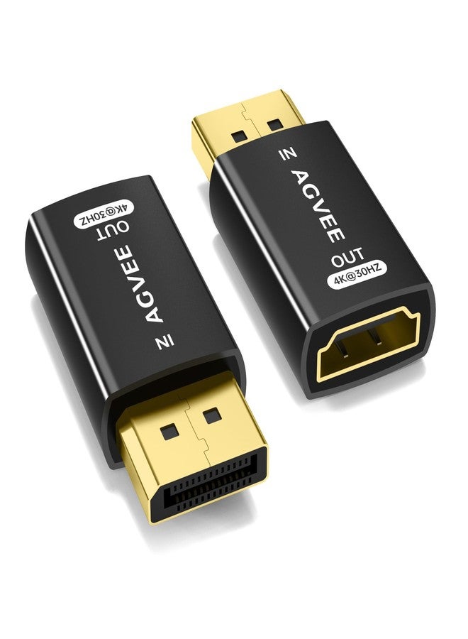 AGVEE 2 Pack Displayport to HDMI 4K@30HZ Adapter, Alloy Shell DP PC to HDMI Display Coulper Converter, Backward Compatibile with 2K@60HZ 1080P@120HZ Full HDTV, Uni-Directional, Black - Image 1