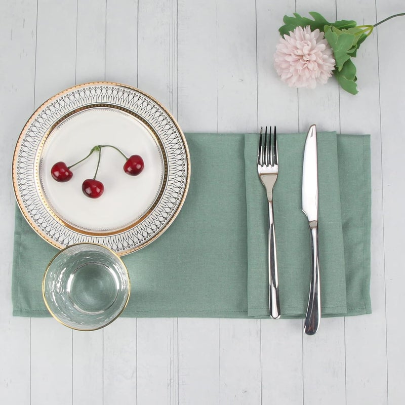 INFEI Soft Cotton Linen Mixed Dinner Cloth Napkins, Pack of 12 (40 x 40 cm) for Events and Home Use (Sage Green) - Image 3