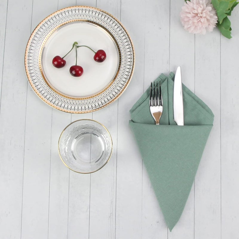 INFEI Soft Cotton Linen Mixed Dinner Cloth Napkins, Pack of 12 (40 x 40 cm) for Events and Home Use (Sage Green) - Image 4