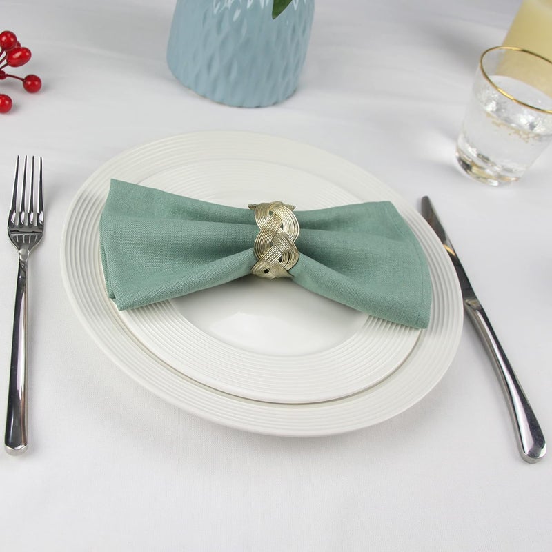 INFEI Soft Cotton Linen Mixed Dinner Cloth Napkins, Pack of 12 (40 x 40 cm) for Events and Home Use (Sage Green) - Image 2