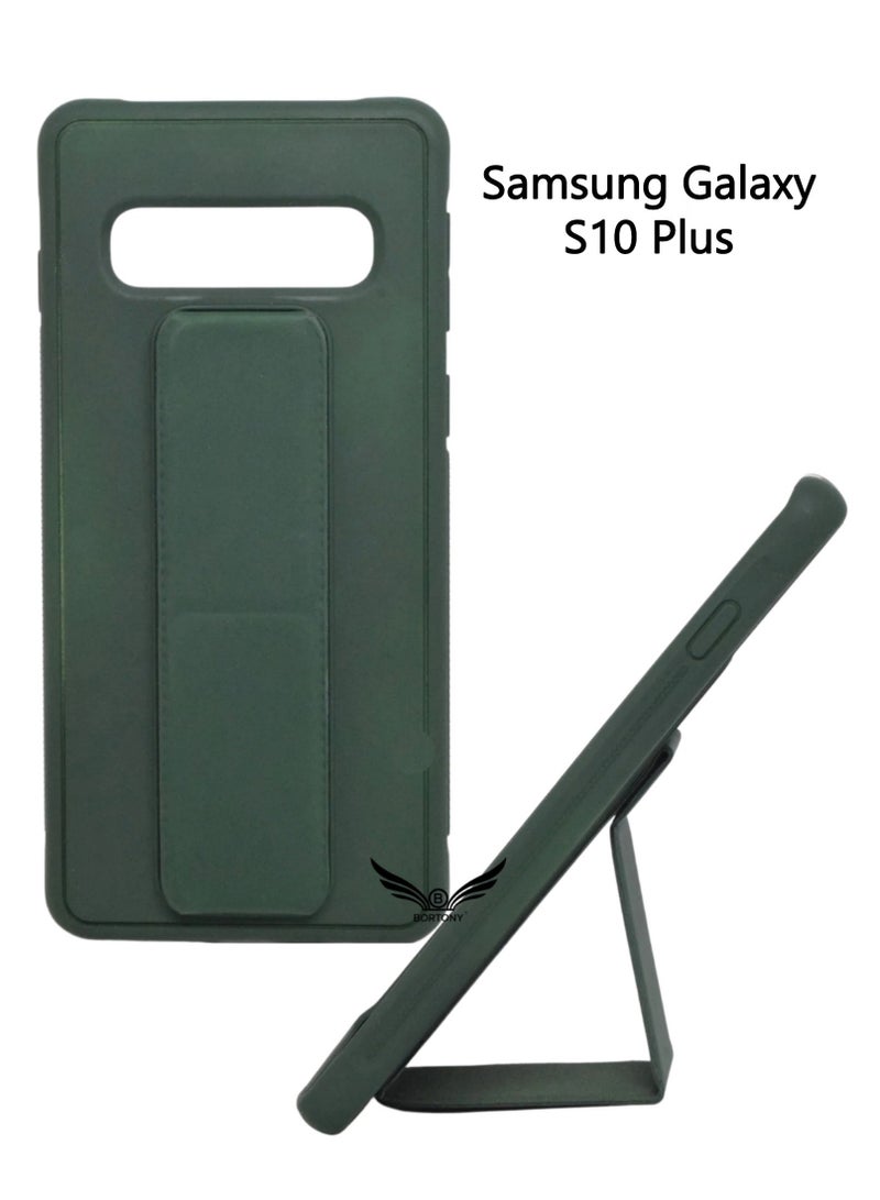 BORTONY S10 Plus Case Fully Covered With Finger Grip Stand Holder Anti Slip Shockproof Protective Case Cover For Samsung Galaxy S10 Plus - Image 1