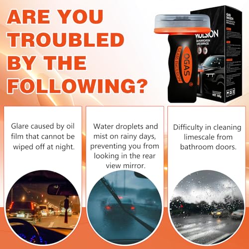Flaurix 2PCS Glass Oil Film Remover for Car,Roll-On Glass Compound with Cleaning Board,Removes Oil Film & Smudges,Universal Anti-Rain Fog Brush - Image 2