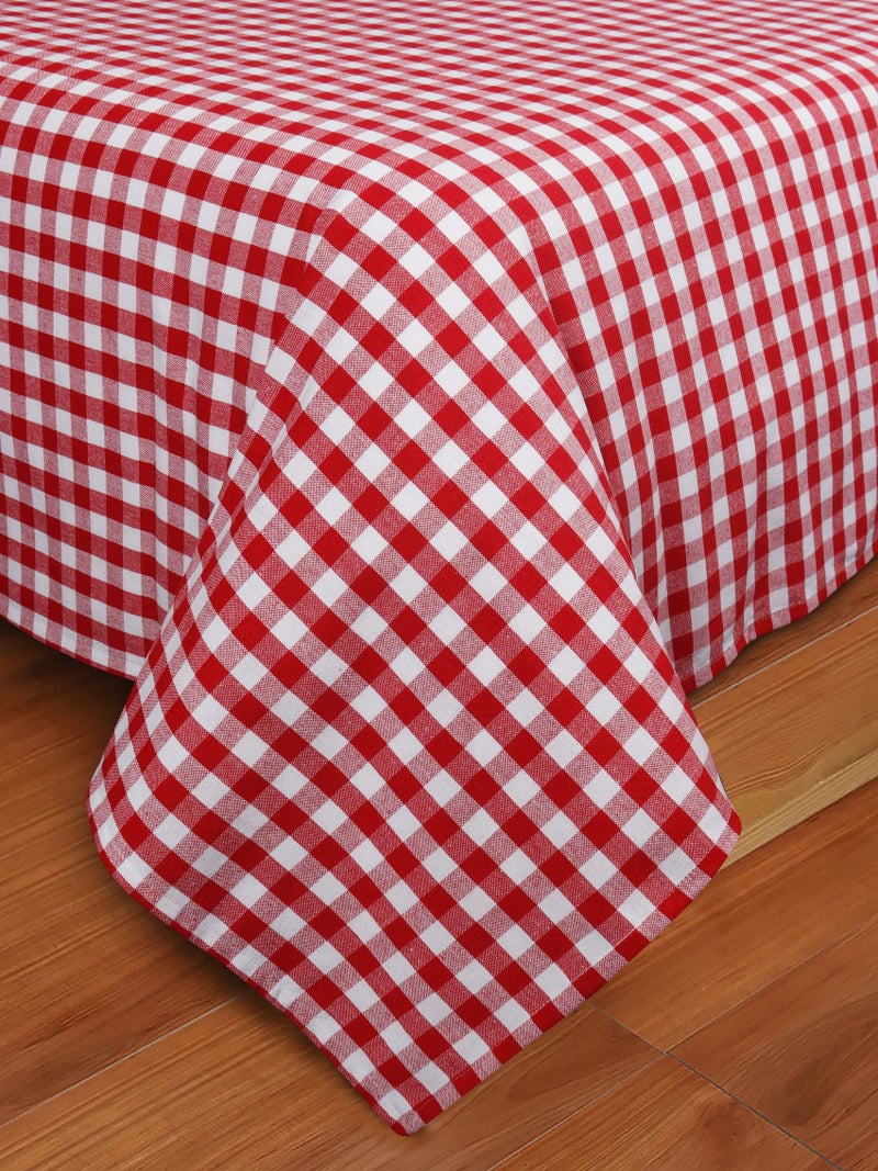 AIRWILL 200GSM Handloom Cotton Double Bedsheet with 2 Pillow Covers (Gingham Check Red) - 92 x 104 Inch - Image 5