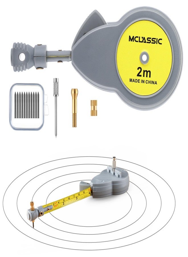 Dreyoo 6.56 ft Rotape Tape Measure Compass with 10 Pencil Leads, Measure Beam Compass for Drawing Circles and Lines, Fixable Button Circle Drawing Tool with Tape Measures - Image 1