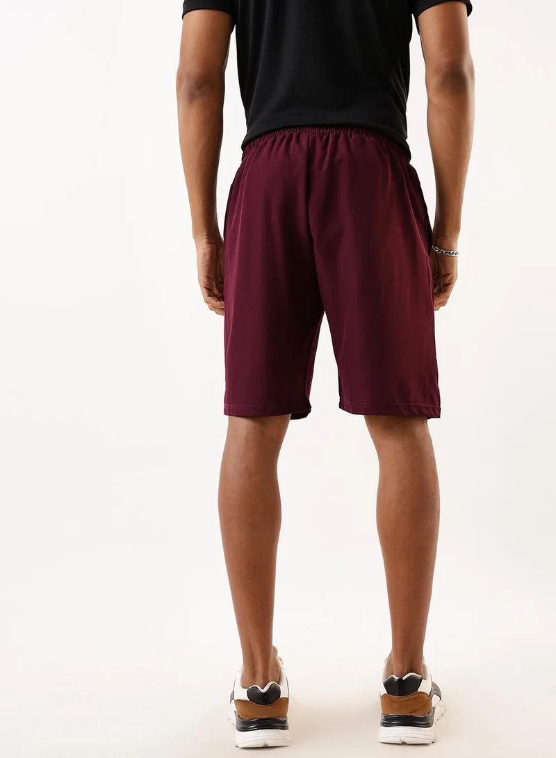 Dennis Lingo Men's Wine 100% Polyester Solid Knee Length Athleisure Relaxed Athleisure Shorts