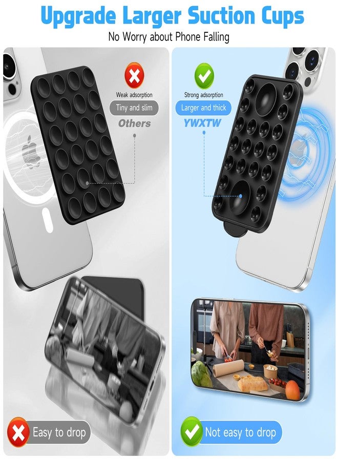 YWXTW Suction Cup for Phone for iPhone Case, Durable Bulk Essential Suction Cup Phone Grip with MagSafe Accessories, for Wireless Charging Instagram Creators Dashboard Girl Teenager Gift, Black - Image 2