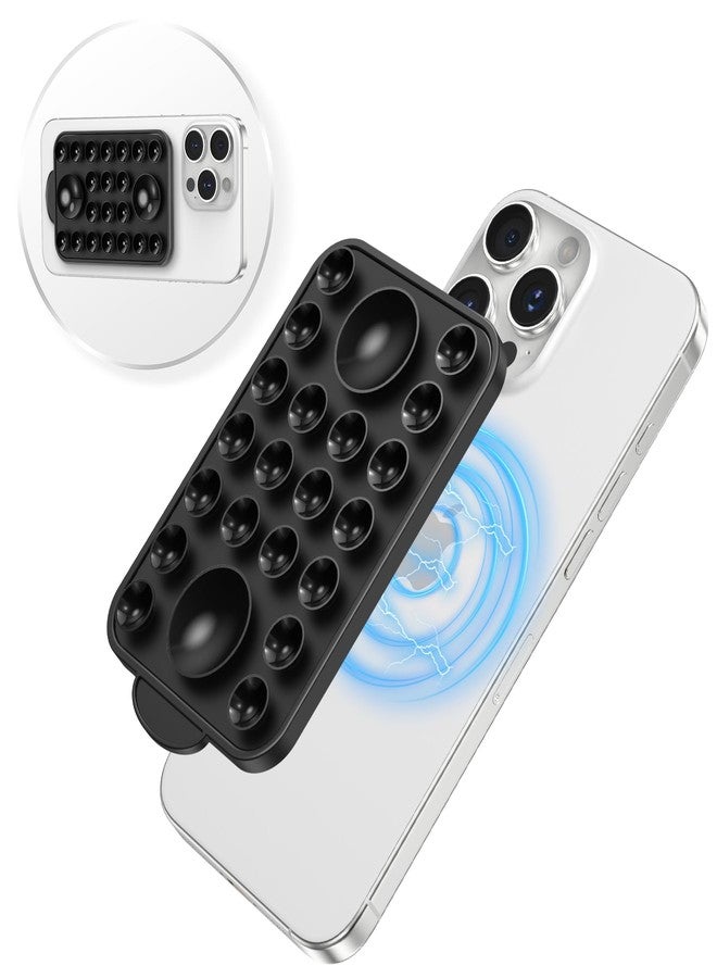 YWXTW Suction Cup for Phone for iPhone Case, Durable Bulk Essential Suction Cup Phone Grip with MagSafe Accessories, for Wireless Charging Instagram Creators Dashboard Girl Teenager Gift, Black - Image 1