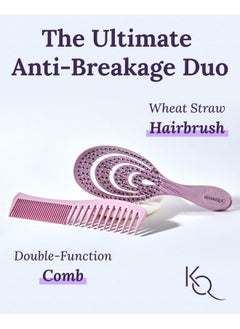 Keranique Detangling Brush and Comb Set - Gentle on Scalp Detangler Hair Brush and Styling Comb for Women - Hair Comb and Hairbrush for Thin, Thick, Curly, Straight, and All Other Womens Hair Types by Keranique  - Image 2