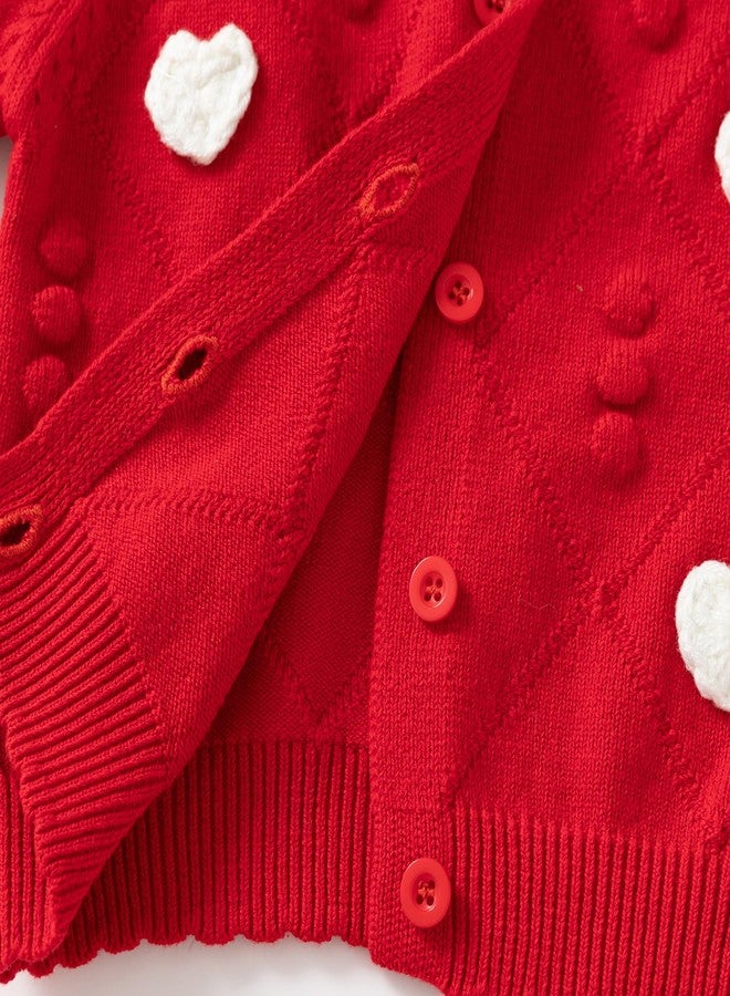 JAYPEIER Cute Baby Girls Hearts Knit Cardigan Sweater, Toddler Loose Long Sleeve Shirts Warm Tops for Fall Winter Love Design - Image 5