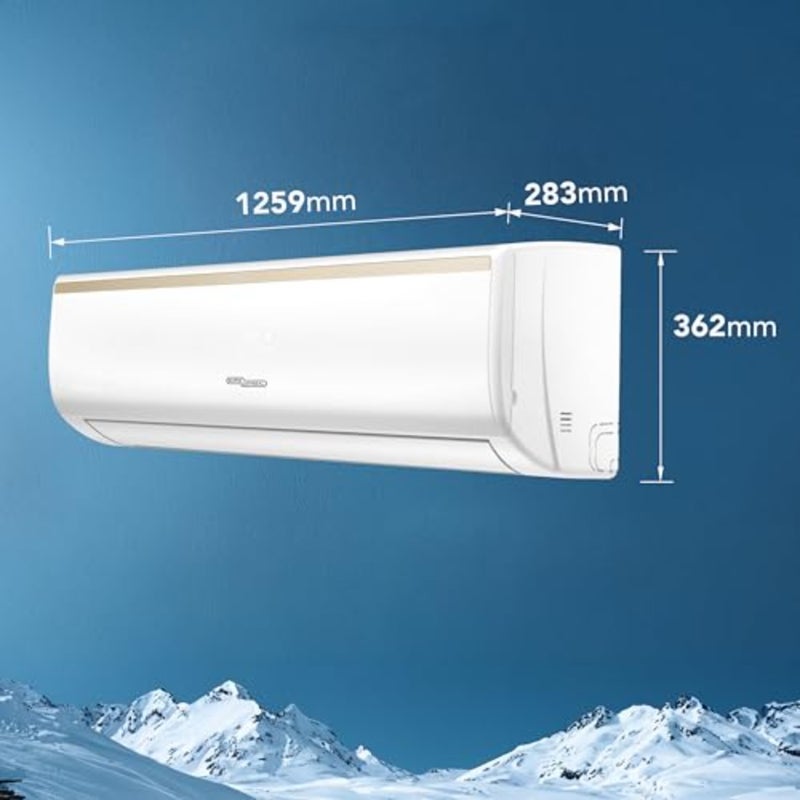 مكيف هواء سبليت 1 طن SGS121AE، ضاغط دوار، استوائي T3 12500 وحدة حرارية بريطانية، 4 اتجاهات، إعادة تشغيل تلقائي، وضع اقتصادي، زعنفة ذهبية، وضع السكون، شاشة مخفية، 108 × 21 × 30.6 سم عرض × عمق × ارتفاع، أبيض - Image 3