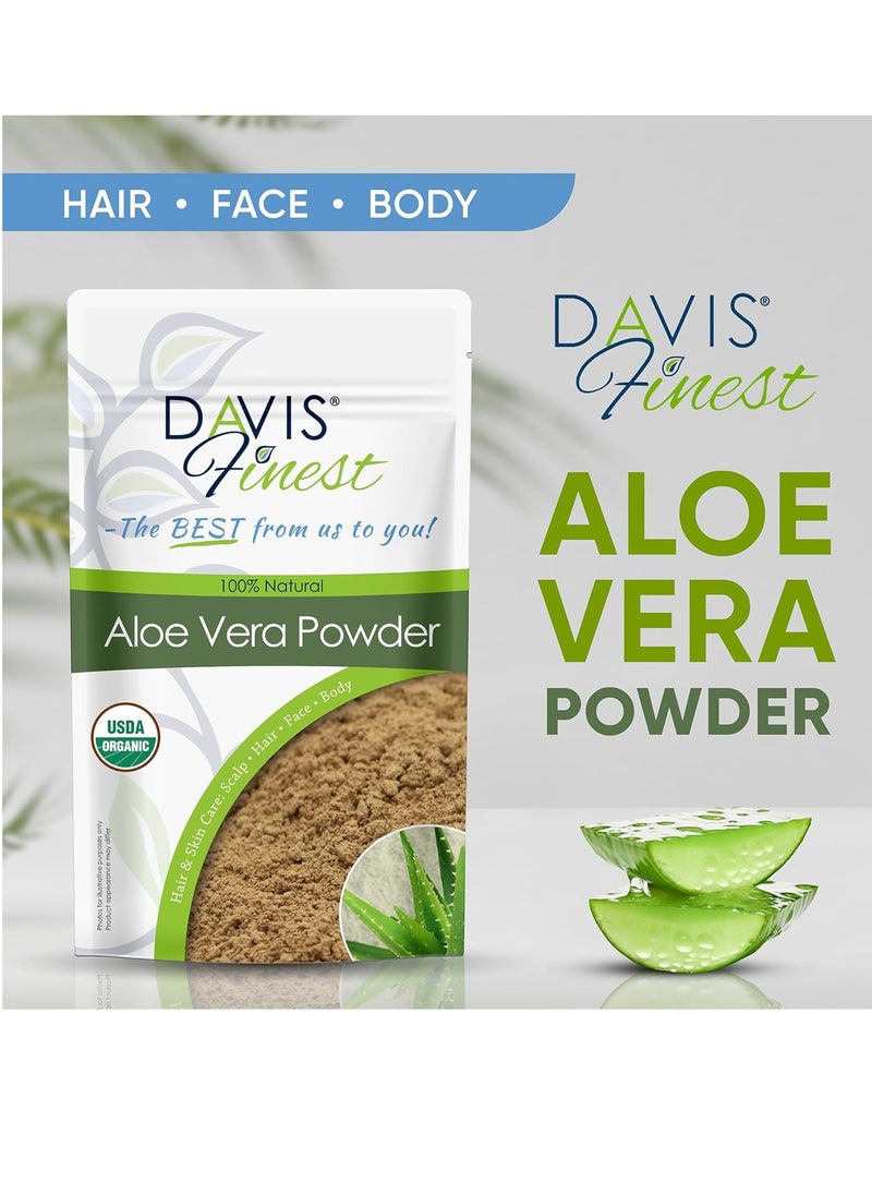 Davis Finest Davis Finest Organic Aloe Vera for Hair, Face, Skin 250g, Natural Aloe Vera Leaf Plant Powder for Scalp, Hair Growth, Scars, Dry Skin, Moisturizer  - Image 3