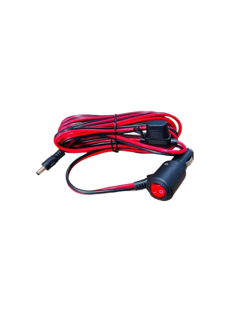 12V Car Cigarette Lighter Power Extension Cable with On/Off Switch & Fuse Protection