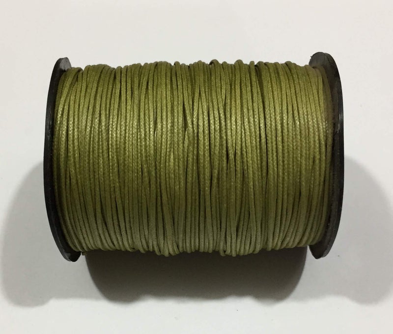 OMX Olive Green Colour Waxed Cotton Braided Cord Wax Polished Macrame Beading Artisan String 100 Mtr Spool (1pc, 1 MM) - Image 3