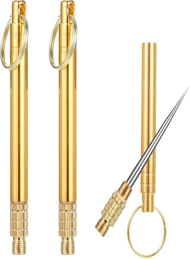 Akshify Portable Metal Toothpick Keychain for Travel & EDC - Solid Brass Toothpick Holder with Stainless Steel Pick | Reusable Pocket Dental & Food Pick Tool | Compact Keyring Design - 1 Pack - Image 1