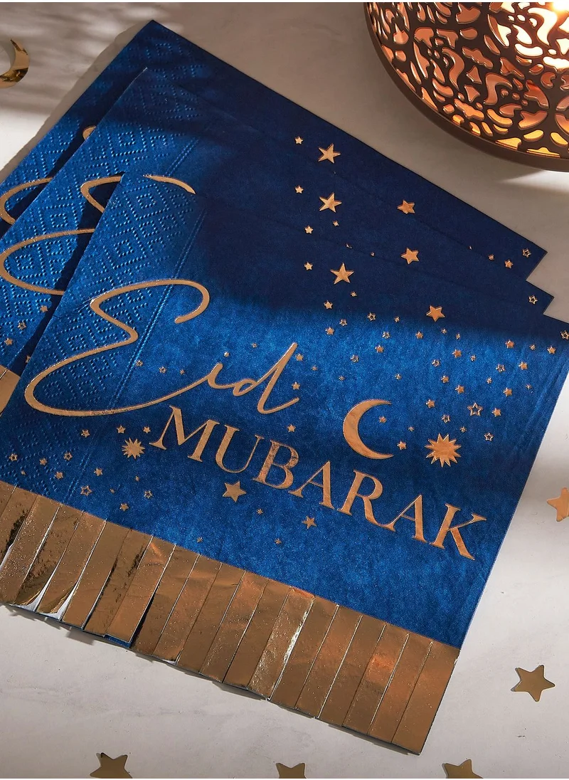 Ginger Ray Set Of 16 Eid Mubarak Fringe Napkin