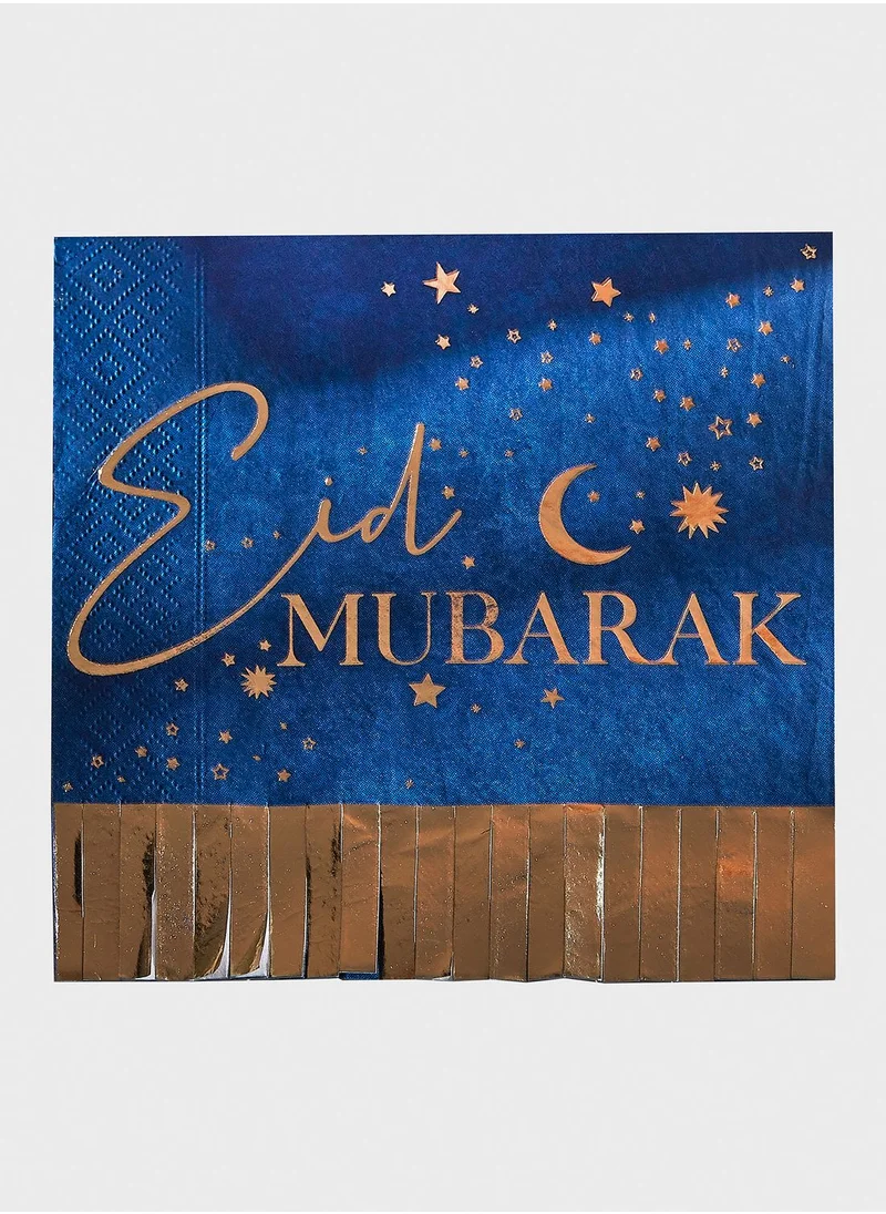 Ginger Ray Set Of 16 Eid Mubarak Fringe Napkin