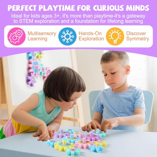 Relaxweex 36 Pcs Magnetic Gears Interchangeable Learn Magnetic Spinning Gears for Magnetism Refrigerator or Whiteboard Macaron - Image 5