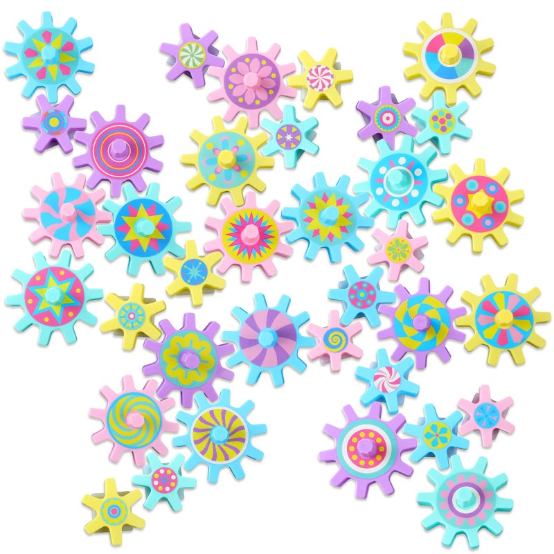 Relaxweex 36 Pcs Magnetic Gears Interchangeable Learn Magnetic Spinning Gears for Magnetism Refrigerator or Whiteboard Macaron - Image 3
