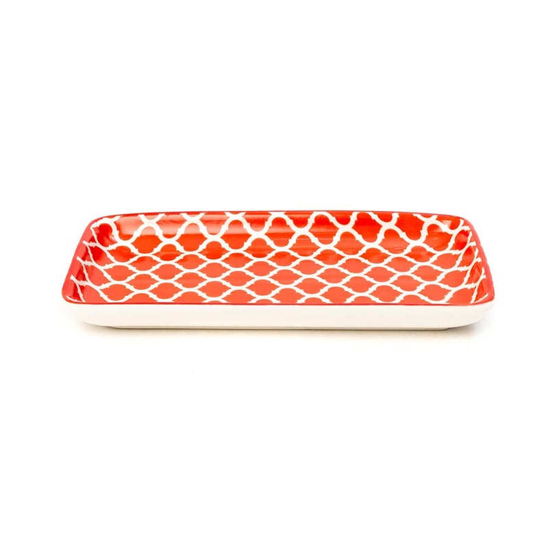 EZ Life Glazed Rising Red Rectangle Plates - Set of 6 (7 Inch) Ceramic Dessert Plates - Serveware - Home Kitchen, Tableware, Dining Sets Plate - Image 4