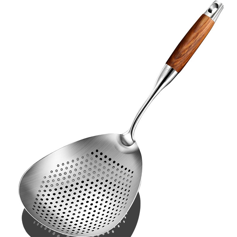 Pasta Food Strainer SpoonKitchen Cooking Skimmer LadleLarge Stainless Steel Slotted SpoonSpider Strainer Colander Spoon for CookingDraining and Frying15 Inch