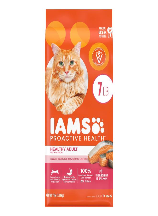 IAMS Proactive Health Adult Healthy Dry Cat Food with Real Salmon, 7 lb. Bag - Image 1