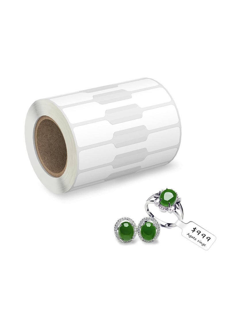 Accessorize Kingdom 1000 Pcs Jewelry Tags Roll for Necklace Earring Price Identify, Rectangle Shape Self Adhesive White Blank Dumbbell Jewelry Stickers Labels for Bracelet, Ring, Clothing Display - Image 1