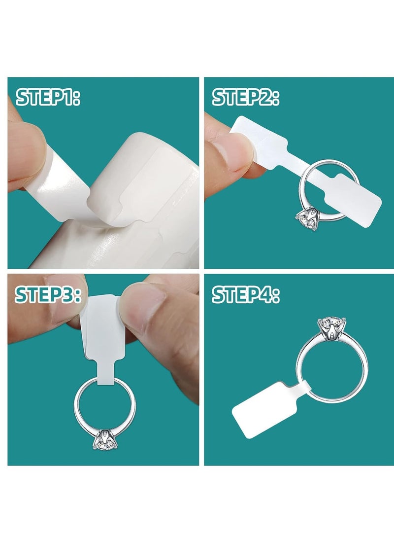 Accessorize Kingdom 1000 Pcs Jewelry Tags Roll for Necklace Earring Price Identify, Rectangle Shape Self Adhesive White Blank Dumbbell Jewelry Stickers Labels for Bracelet, Ring, Clothing Display - Image 4