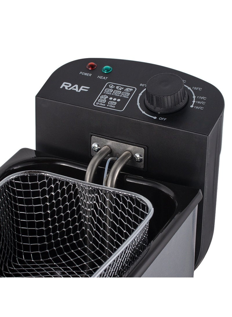 آر إيه أف قلاية كهربائية منزلية صغيرة 3 لتر بقابس بريطاني – قوة 2000 واط لتحمير البطاطس واليوتياو بقرمشة مثالية مع منظم حرارة قابل للتعديل - Image 3