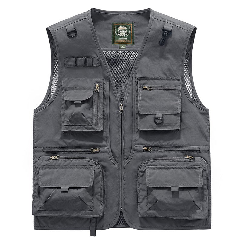 Mens Vest Spring and Autumn Outer Wear Vest Outdoor Sports Fishing Vest Waistcoat Multi-color Multi-pocket Multi-function Horse Red - Image 2