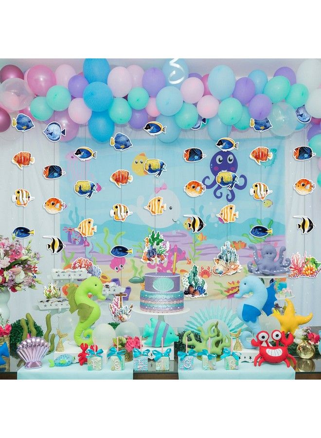 Hotop 9 Pcs Tropical Fish Party Banners Under The Sea Party Supplies Ocean Garland Kit Fish Ceiling Hanging Swirl Hawaiian Luau Decor Tropical Fish Paper Cutouts For Birthday Party Favor Supplies - Image 5