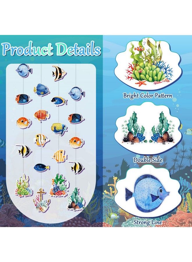 Hotop 9 Pcs Tropical Fish Party Banners Under The Sea Party Supplies Ocean Garland Kit Fish Ceiling Hanging Swirl Hawaiian Luau Decor Tropical Fish Paper Cutouts For Birthday Party Favor Supplies - Image 4